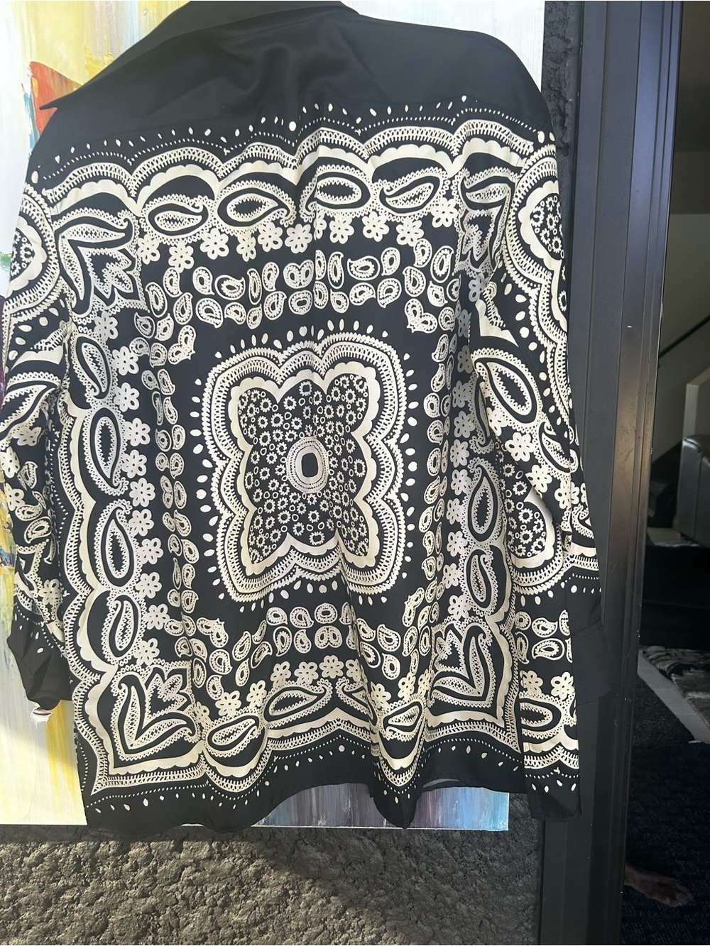 Nili Lotan Black and White Bandana-Print Shirt